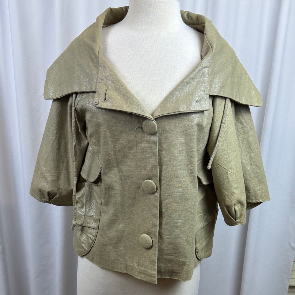 C. Luce Shimmering Gold Cape Jacket, Large